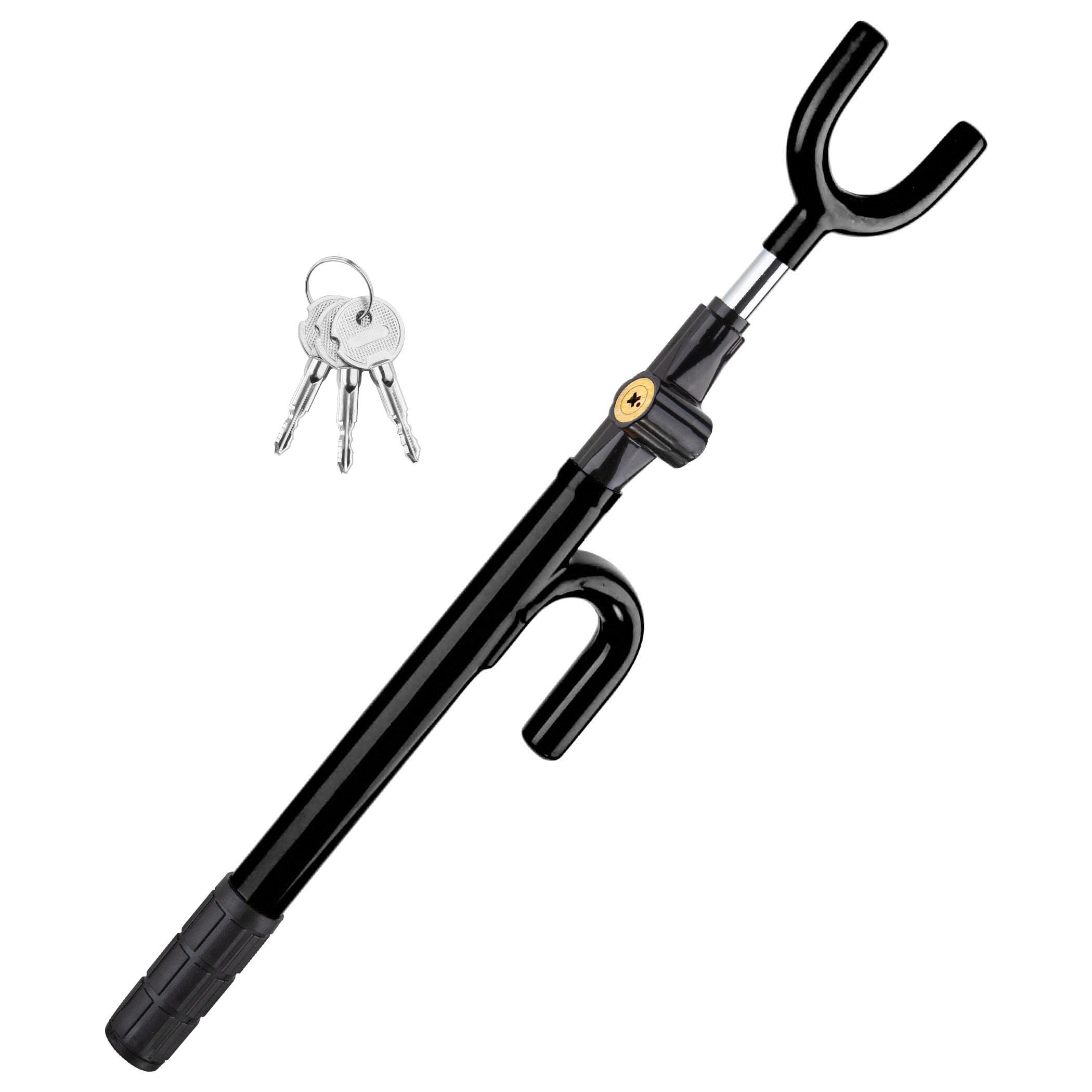 CARTMAN Vehicle Steering Wheel Lock Car Anti Theft Security Lock with Adjustable Length Fit for Cars Trucks Vans and SUVs, Black