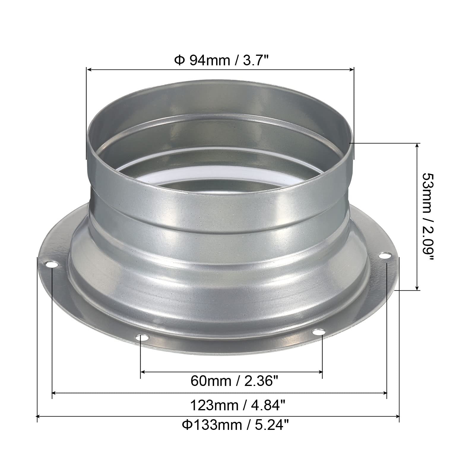 Amazon | PATIKIL 94 mm ダクトコネクタフランジ 金属 直管 排気入口