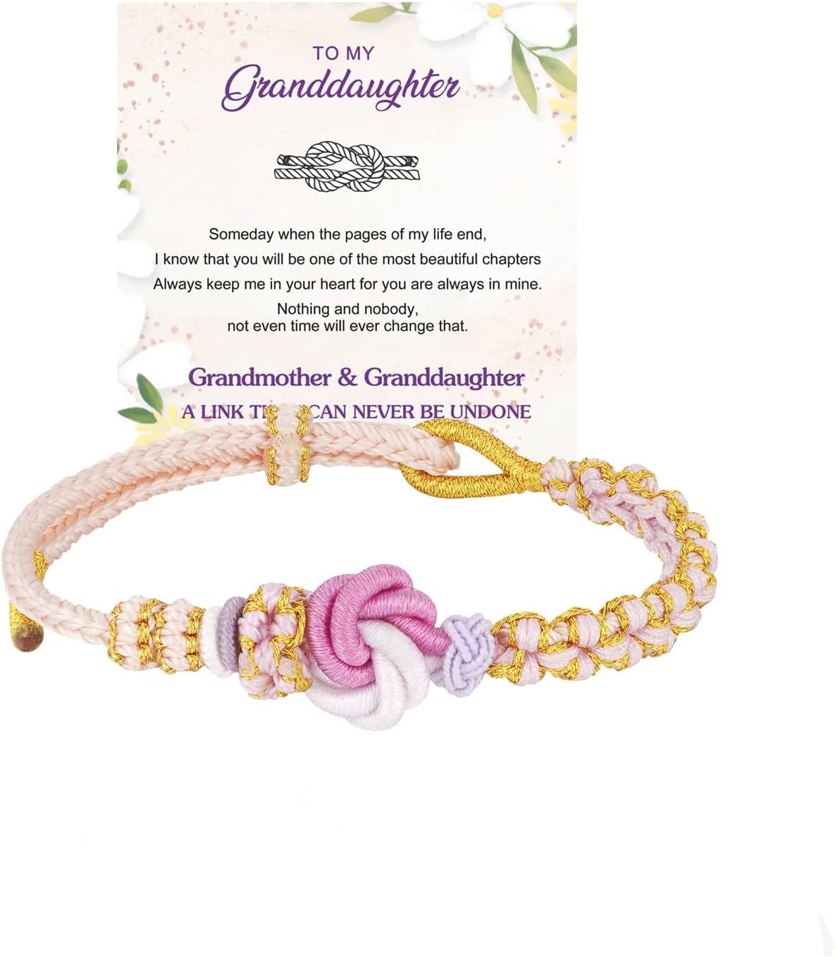 To My Granddaughter-Infinity Forever Love Heart Bracelet, Natural Emperor Stone Double Layer Purple Beaded Woven Wrap Bracelets Adjustable Mind Peace Gift Jewelry
