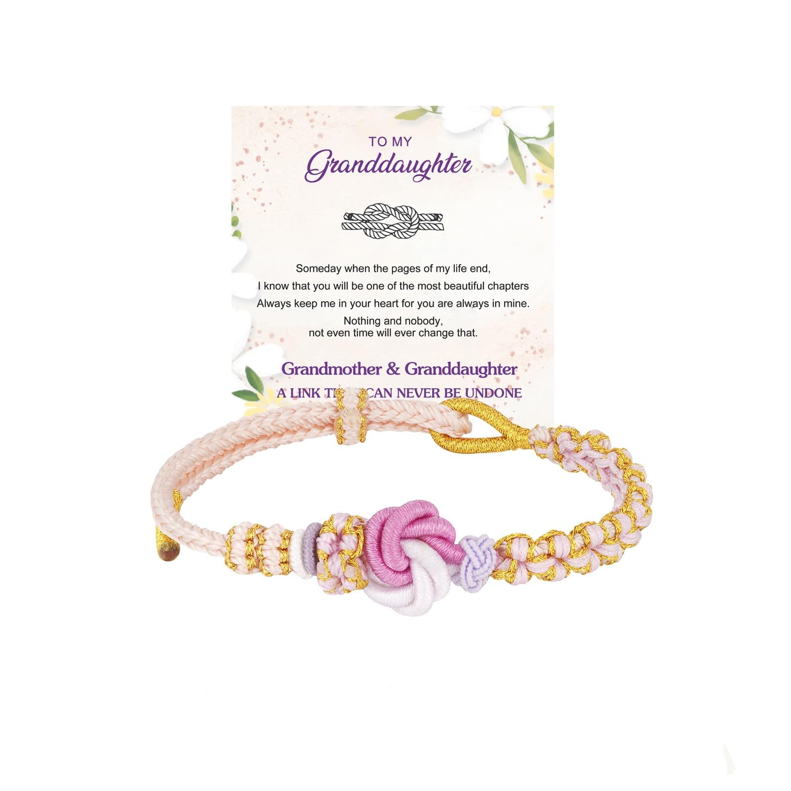 To My Granddaughter-Infinity Forever Love Heart Bracelet, Natural Emperor Stone Double Layer Purple Beaded Woven Wrap Bracelets Adjustable Mind Peace Gift Jewelry