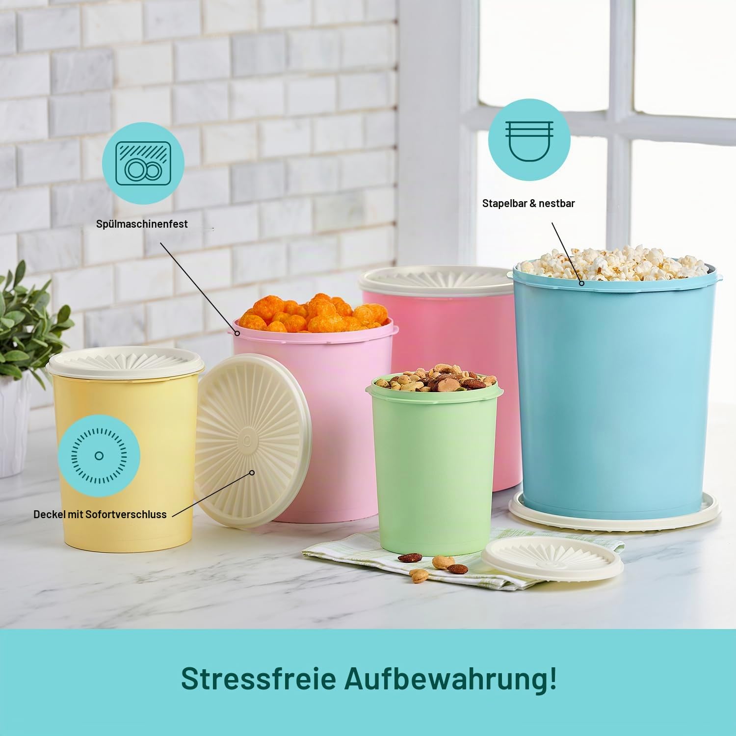 Tupperware Heritage Collection 10-teiliges verschachteltes Dosen-Set in Vintage-Farben, spülmaschinenfest und BPA-frei (5 Behälter, 5 Deckel) Küche, Haushalt & Wohnen