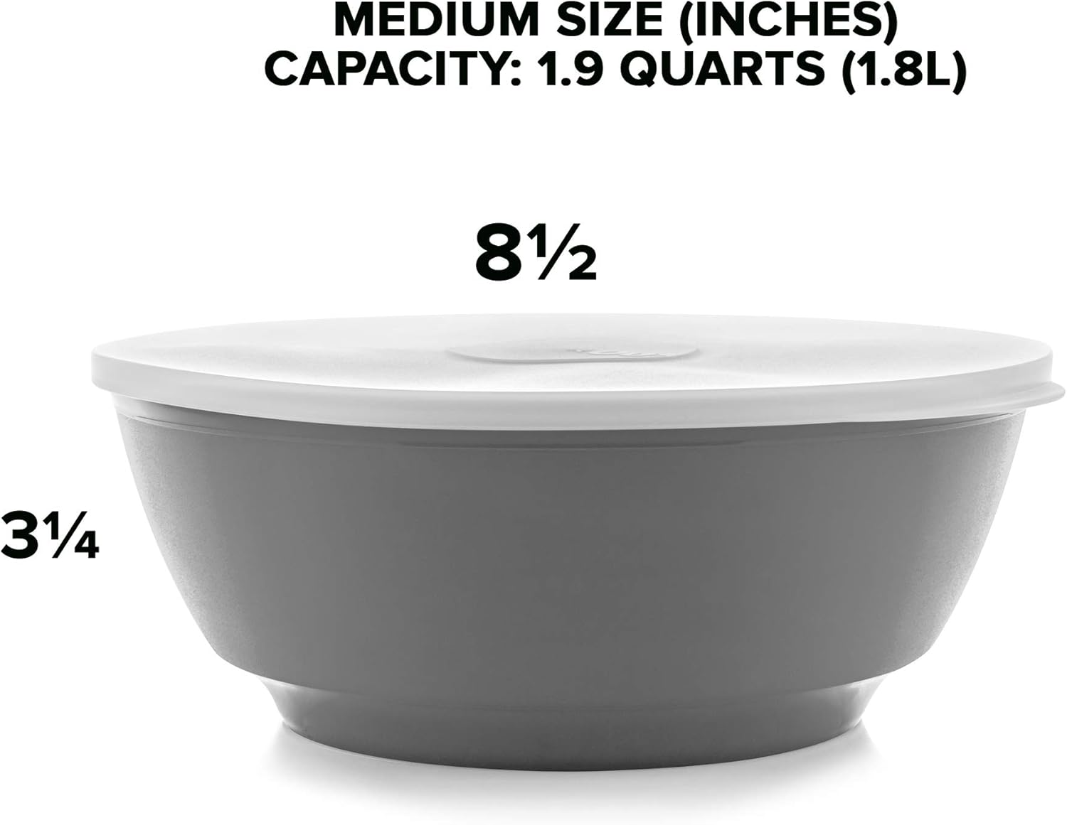 Ou Premium Design- Luna Collection- Stackable and Unbreakable Serving Bowl for Mixing, Serving, Salad or Dessert with Lid- Set of 6 (3 Bowls + 3 Lids) (Lead Gray II): Home & Kitchen