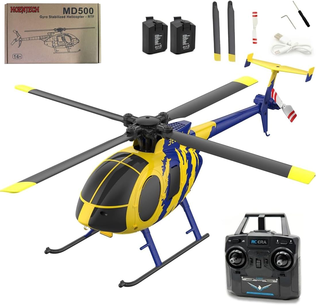 RC ERA C184 MD500 RC Helicopter for Beginners, Gyro & Optical Sensor Stabilized, Easy to Fly 2.4GHz 4CH Flybarless RTF Remote Control Helicopter