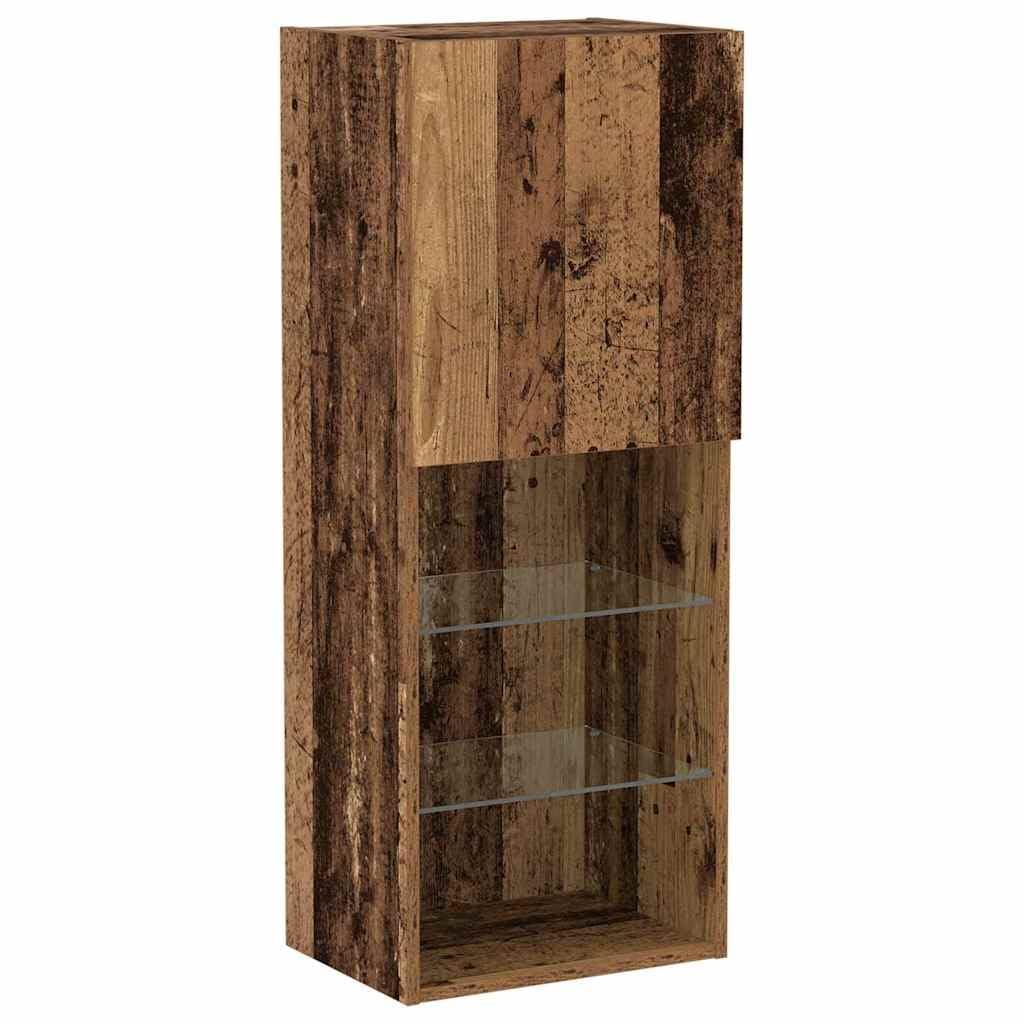 Meuble TV mural bois ancien 40,5x30x102 cm style industriel suspendu