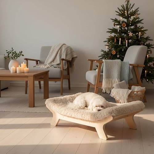 Miniatura 4 de Base de cama elevada para perro y colchón con funda lavable, tamaño pequeño, natural S de hasta 40 libras