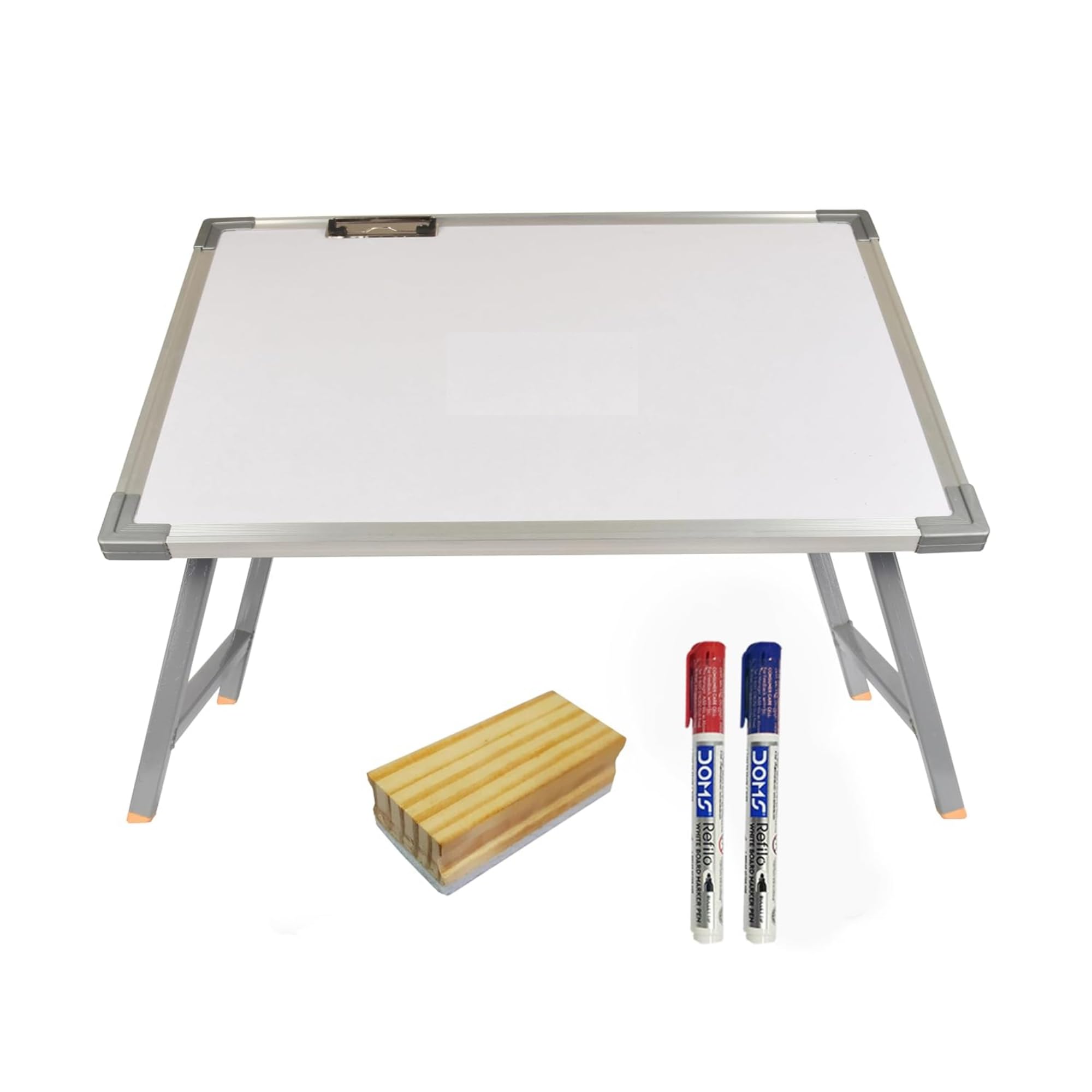 Vivatra Kyzen Wood Laminated Multi Purpose Foldable Laptop Study Table With 2 Marker Pen And 1 Duster And White Board, Paper Holding Clip (Silver Border) (B0CYXB58G1) Amazon Price History, Amazon Price Tracker