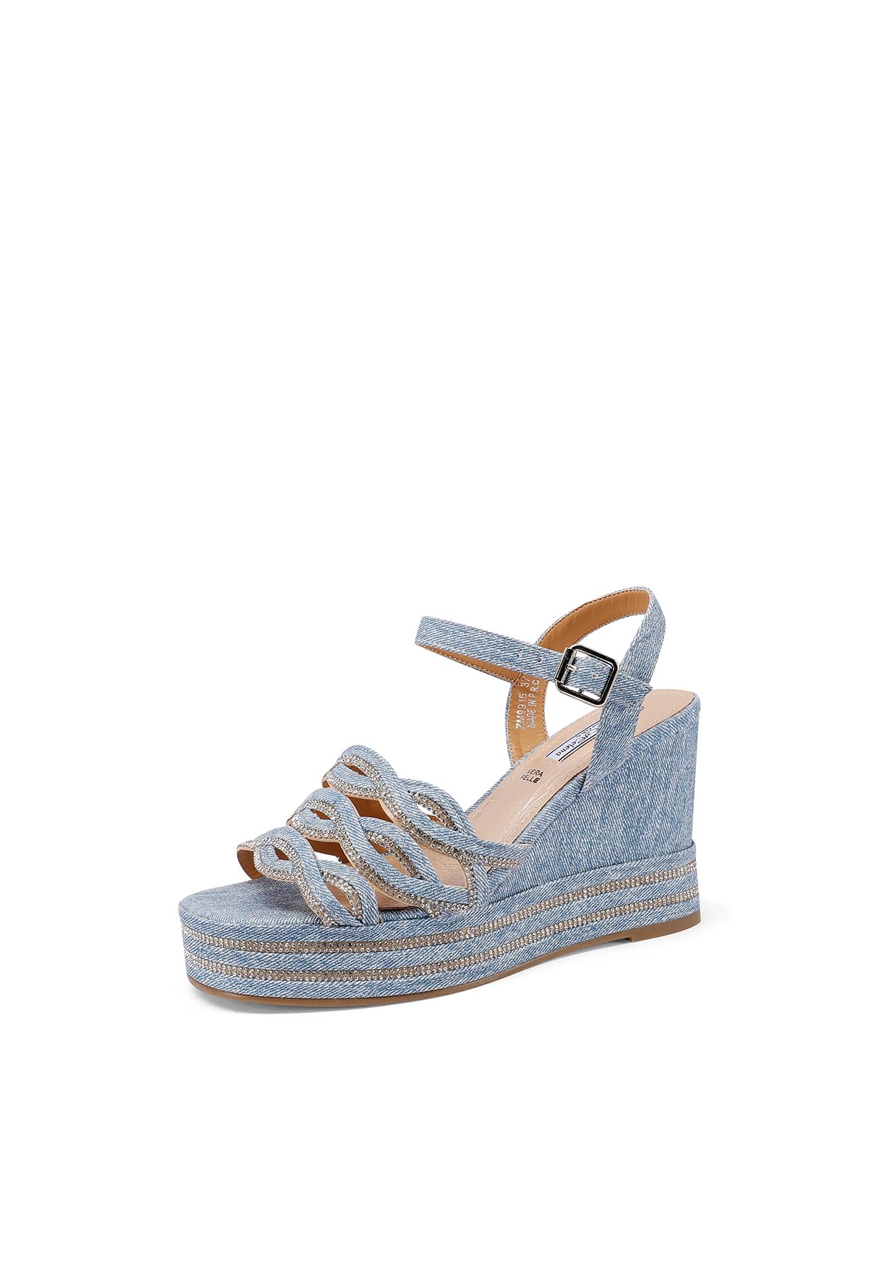 QUEEN HELENA Zeppe con Strass Sandali Alti con Cinturino Donna ZM9915