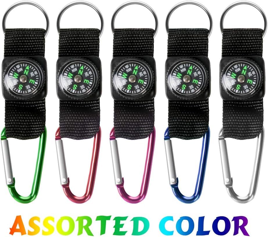 PROLOSO Carabiner Compass Keychain Belt Clips Kids Toys Prizes Outdoors Adventure Party Favors 36 Pcs - Image 7