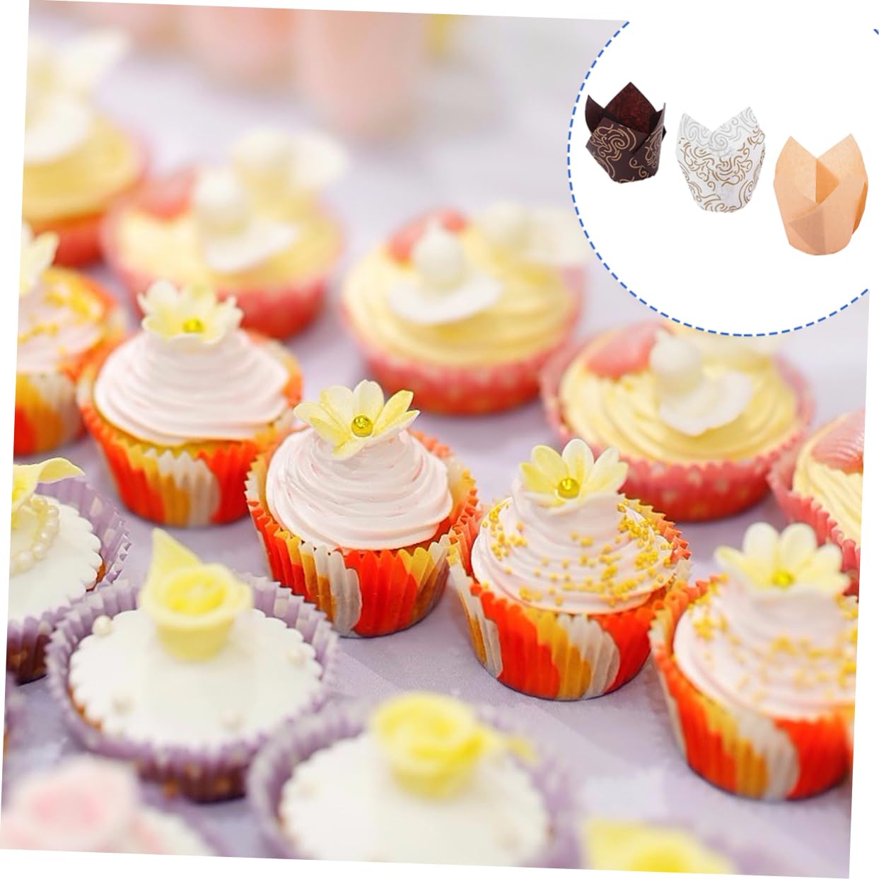 MAGICLULU Lot De 3 Moules À Muffins Accessoires Pour Gâteaux Gobelets En Papier Huilé Pour Événements 150 Pièces X 3