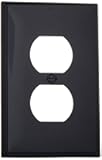 Leviton 1-Gang, 1-Duplex, Midway Nylon Wallplate, Midway Size, 1 Pack, PJ8-E, Black