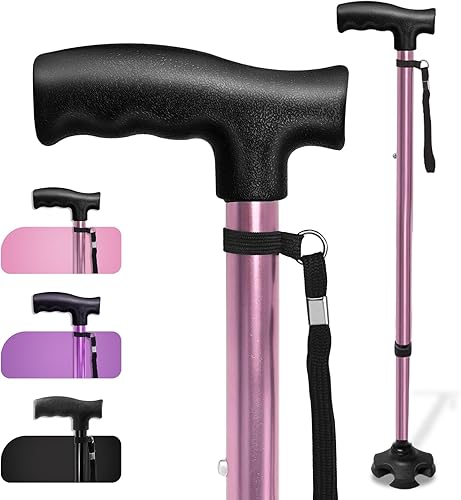 Bastón ajustable para mujer, bastón telescópico de 10 niveles de altura con base giratoria antideslizante de 4 puntas, correa de muñeca, ayuda para disponible en Yaxa Costa Rica