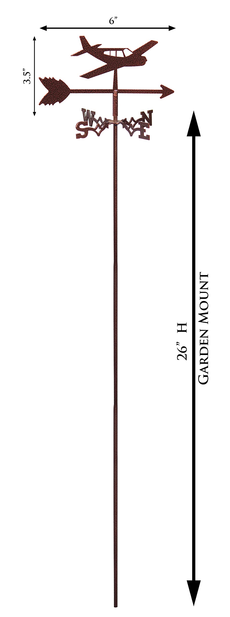 SWEN Products Airplane - Low Mini Flower Pot Weathervane