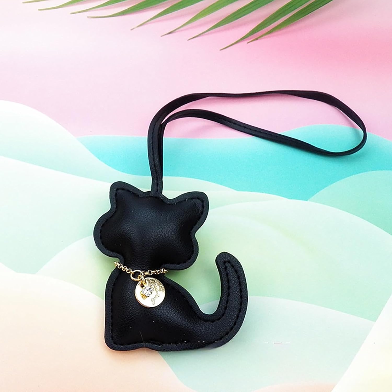 Leather Cat Keychain, Cat Bag Charm for Handbags Tote Bags Key Chains for Women - Image 3