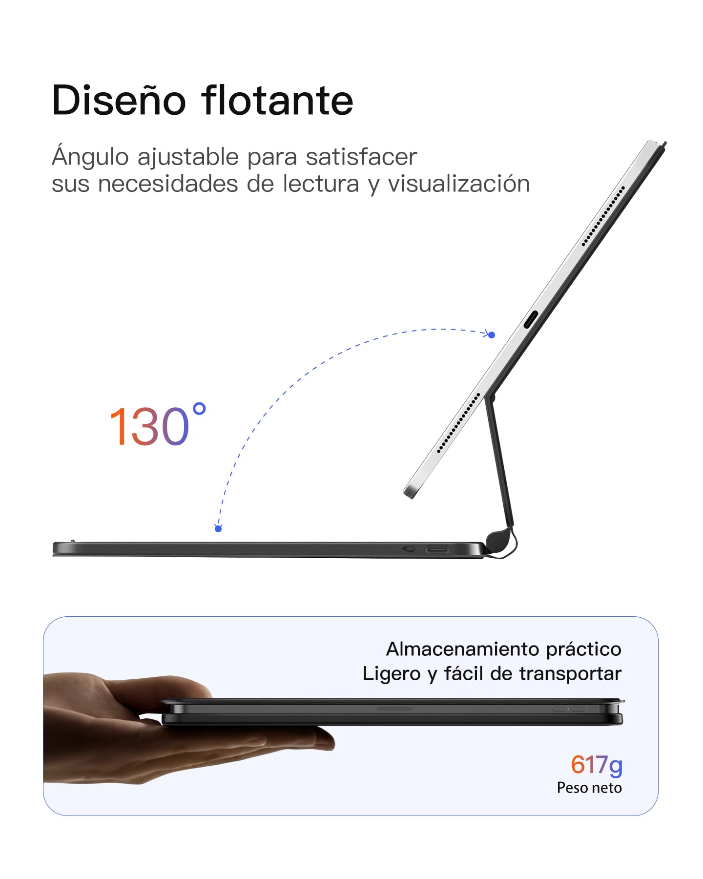 Inateck NeoMagic Funda Teclado Magnético para iPad 10a Generación 10,9 Pulgadas, 11a Generación 2025 A16 11 Pulgadas, Teclado con Trackpad, Soporte Plegable, Retroiluminación de 7 Colores, KB09119-10