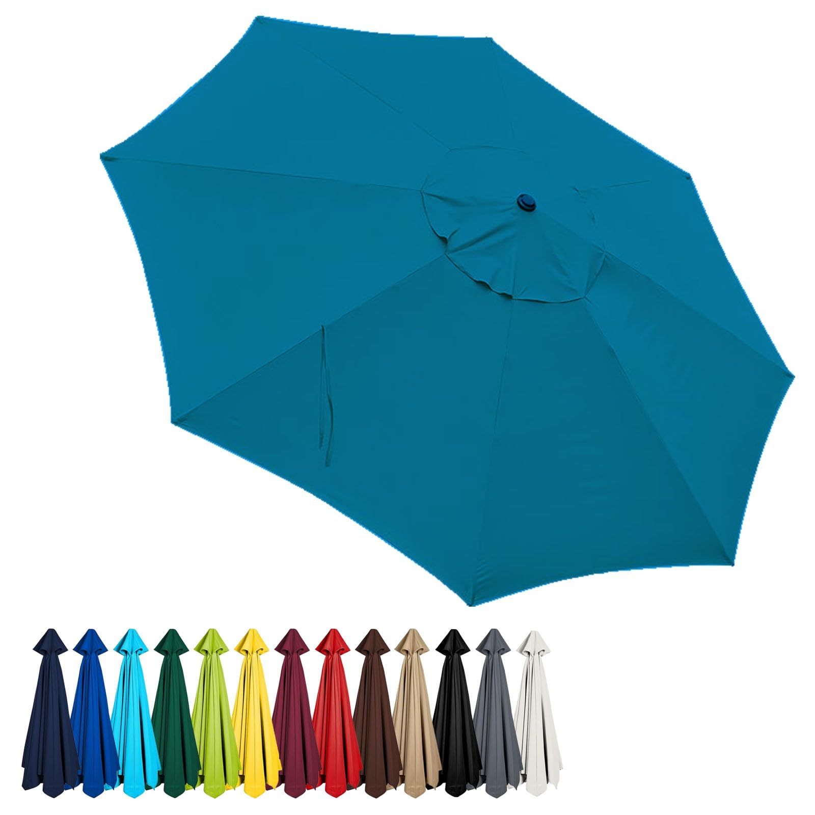Patio Umbrella Canopy Replacement 2/2.3/2.5/2.7/3/3.5 m, 6/8Ribs Parasol Canopy Top, Outdoor Umbrella Replacement Top for Courtyard Swimming Pool(Lake blue,2.7 m/9 ft-6 Ribs)