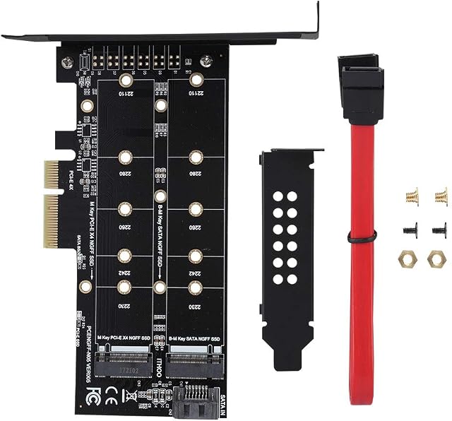 PCI-E 4X to M.2 Adapter Card PCI-E Riser Card B-key+M-key Expansion Dual Interface for NVMe SSD NGFF