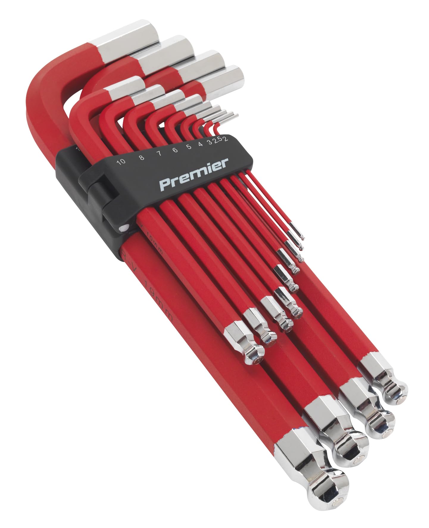 Sealey AK7187 Jumbo Ball-End Hex Key Set 13pc Anti-Slip - Metric, Red