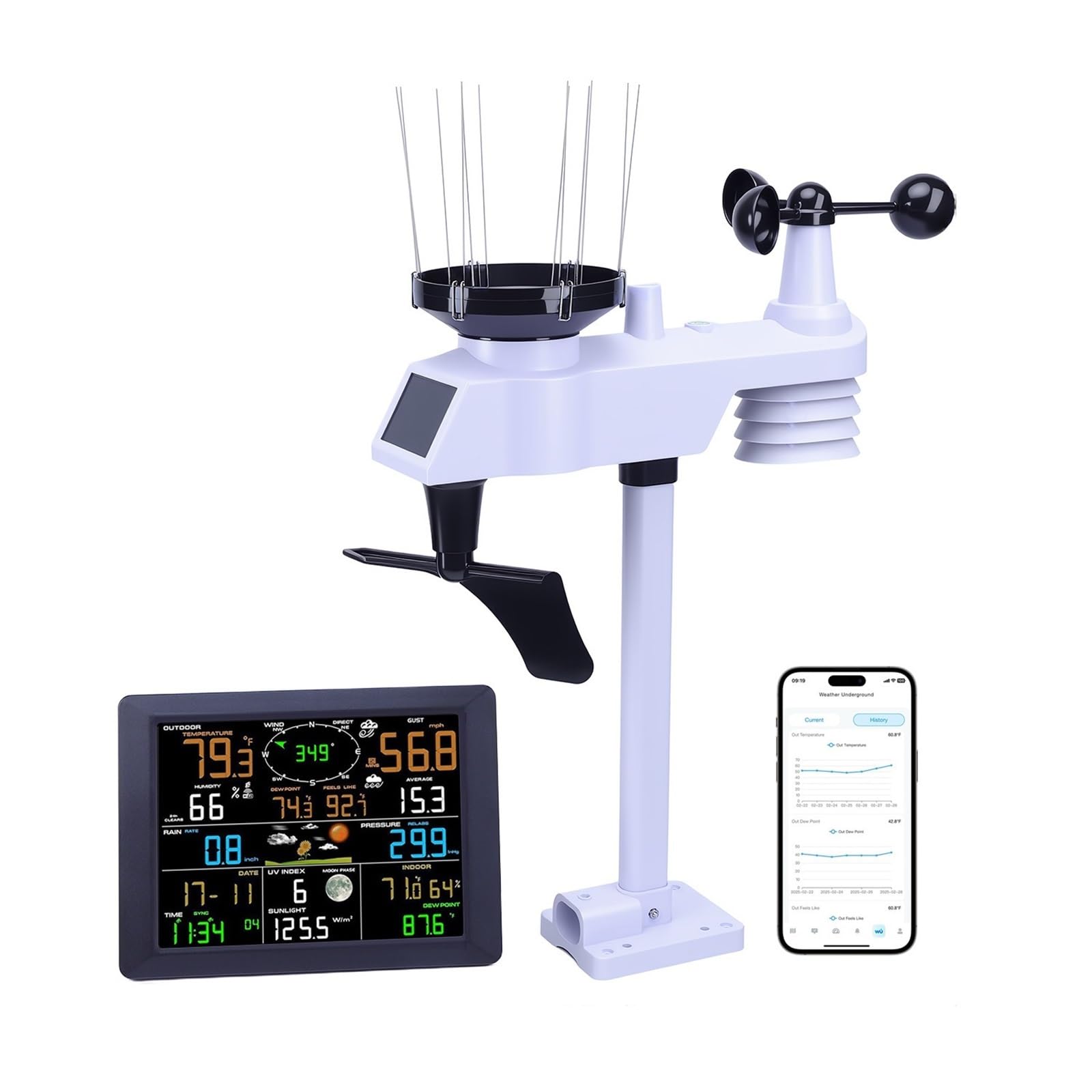 Stazione Meteorologica 7 In 1 Con Sensore Esterno, Monitor Wireless