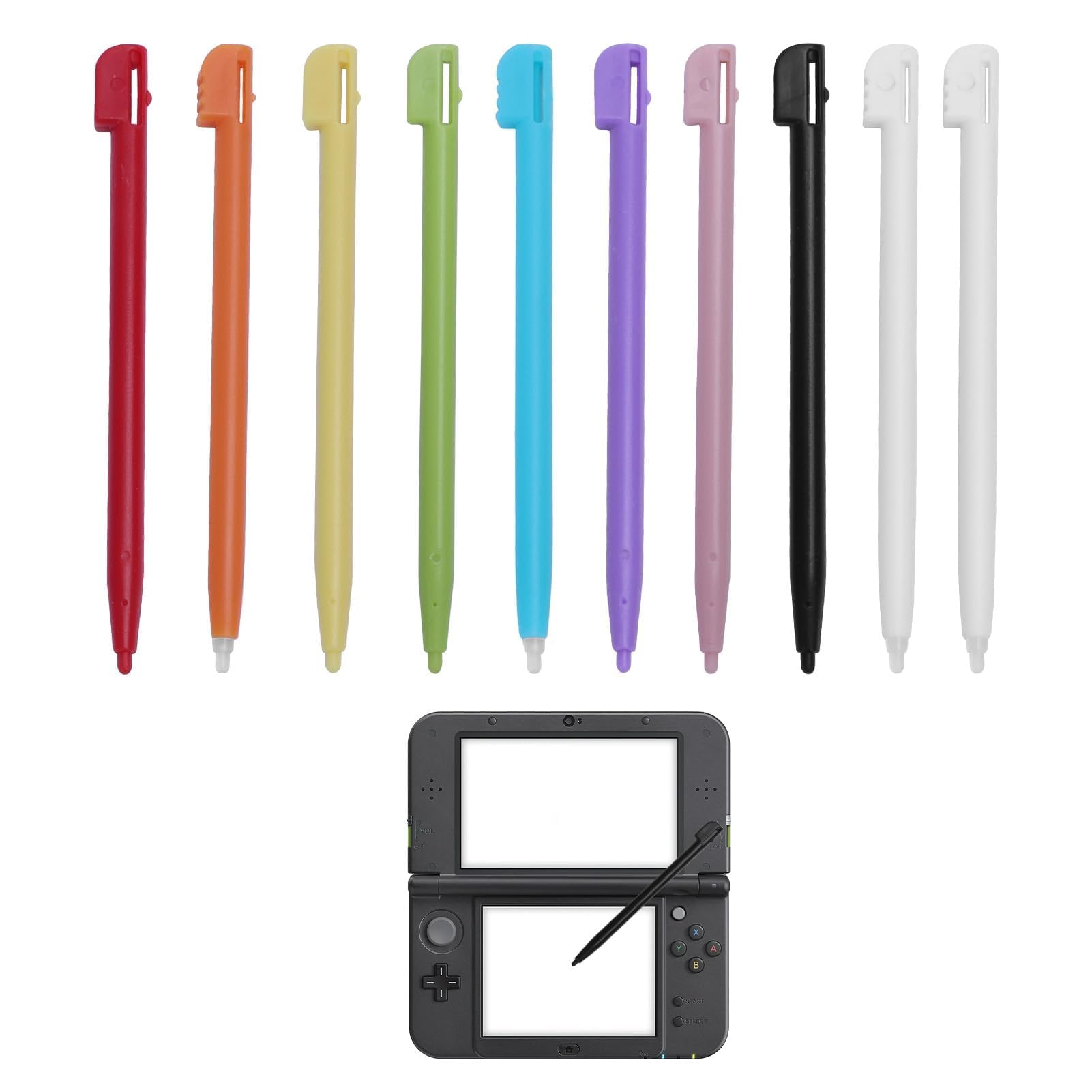 10Pcs Nintendo DS 3DS Stylus Touch Pen - 8.7 x 0.5cm Colorful Plastic Replacement Compatible with Nintendo XL LL Wii U NDSL