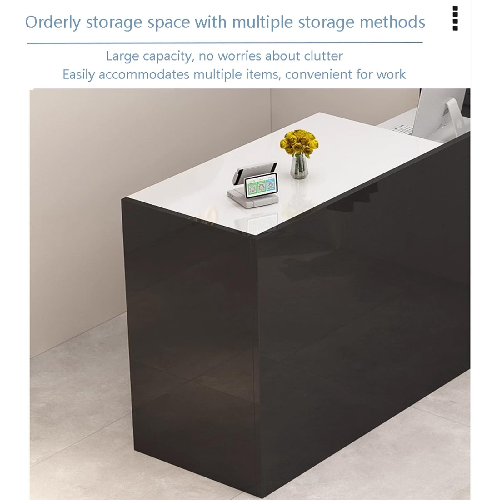 Scrivania multifunzionale per reception, con cassetti chiudibili, bancone di benvenuto per ufficio, per aziende, hotel e negozi di abbigliamento (L100 cm), elegante soluzione di archiviazione