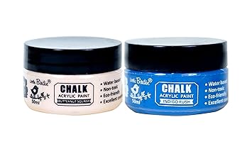 Itsy Bitsy - Chalk Acrylic Paint | Can be Applied Easily On Any Surface | Great Textured Paint For Your Home Decor & Painting Needs | Butternut Squash | Indigo Rush | 50 ml Each | Pack of 2