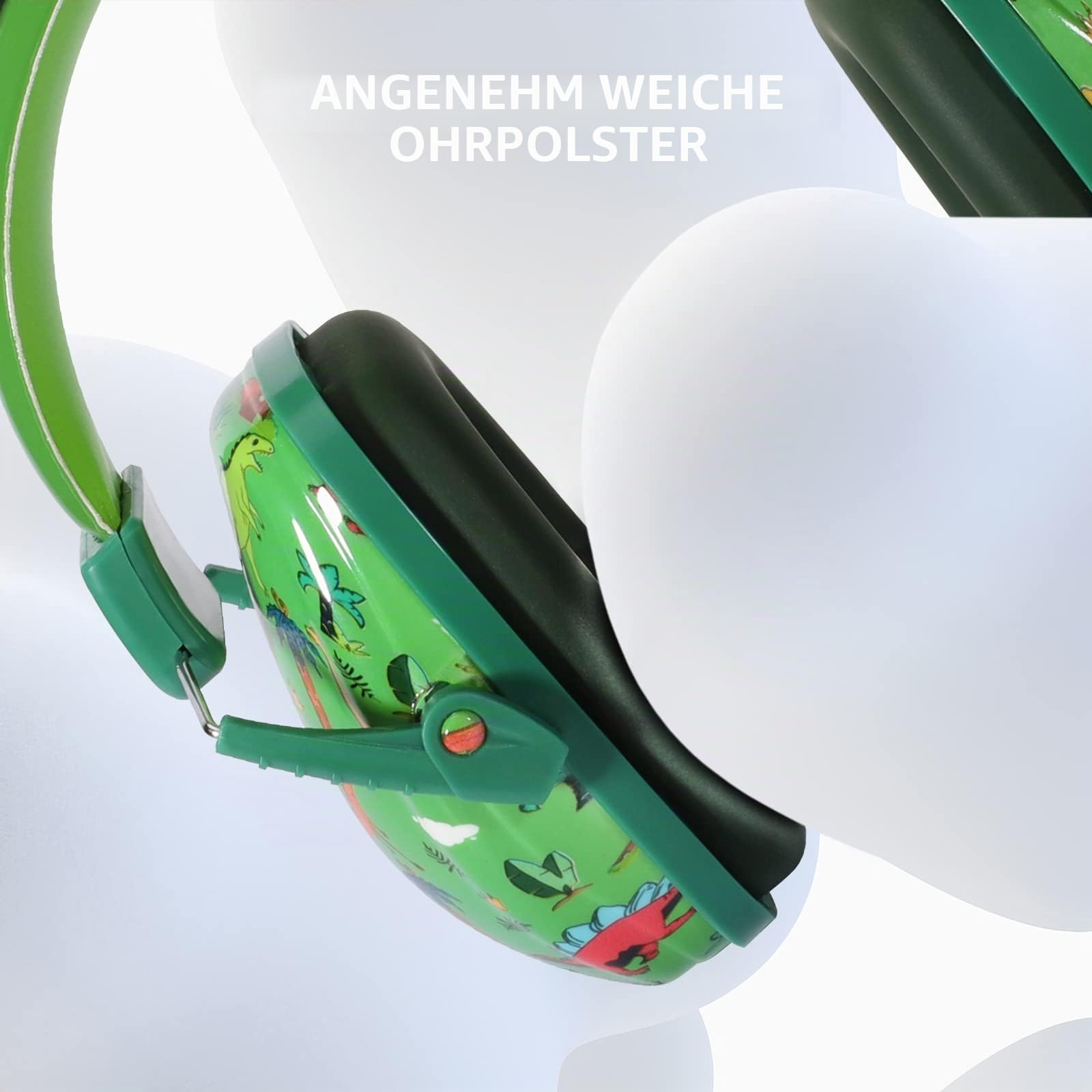 JYPS Gehörschutz Kinder, Geräuschunterdrückung Kopfhörer Autismus, Kinder Gehörschutz Ohrenschützer für Jungen, Mädchen, Kleinkinder Alter 2+, Baby Noise Blocking Ohrenschützer (Grüne Dinosaurier)