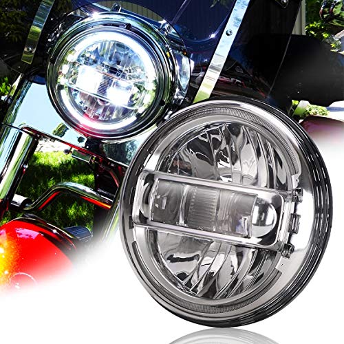 7 Inch LED Headlight High/Low Beam DRL Compatible with Harley Glide Series, Softail Series, Sport Glide, Ultra Limited, Street Glide Special, Road Glide Special, DOT Approval, Chrome, 1PCS