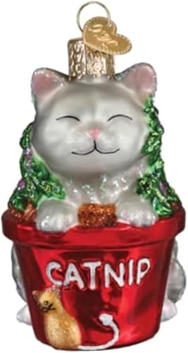 Miniatura 3 de Old World Christmas - Adorno de vidrio soplado de gatito en bota de lluvia para árbol de Navidad, decoración festiva hecha a mano, colección de