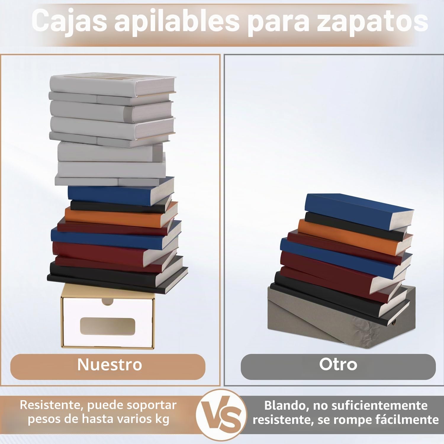 ACXIN Juego de cajas apilables para zapatos, cajones con ventana transparente, cartón de papel kraft, 34,5 x 23,5 x 13,5 cm, 10 unidades, color marrón
