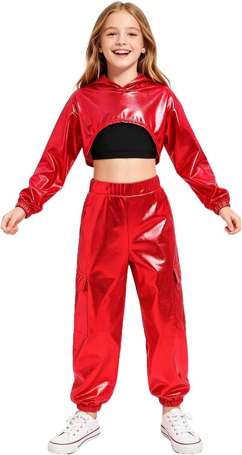3 Piece Girls Jazz Hip Hop Dance Outfit Sport Suit