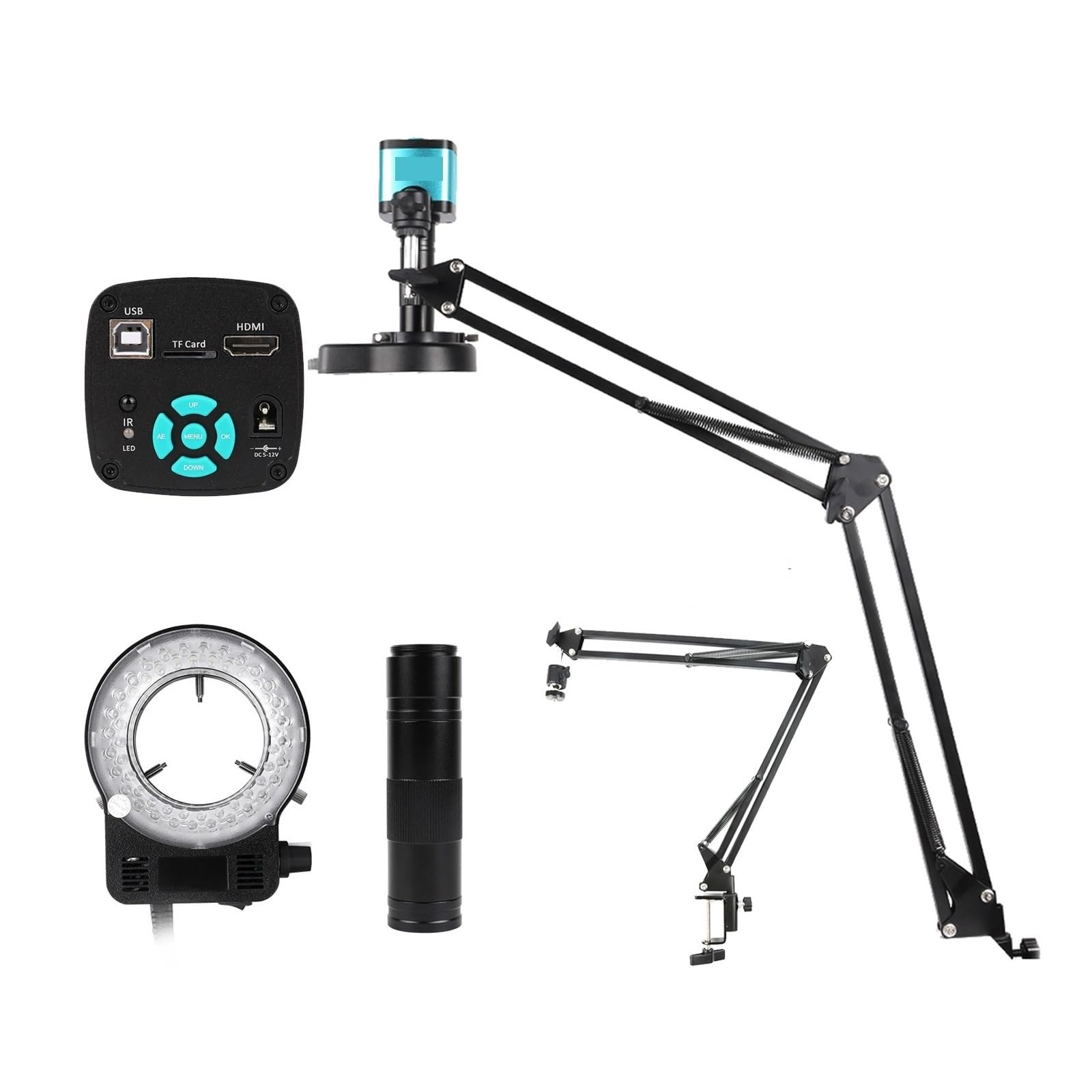Lente industrial Microscopio Digital electrónico 4K for soldadura, juego de microscopio 1080P VGA USB Cámara Industrial 150x soporte plegable de lente remoto No se cansa fácilmente durante la observac
