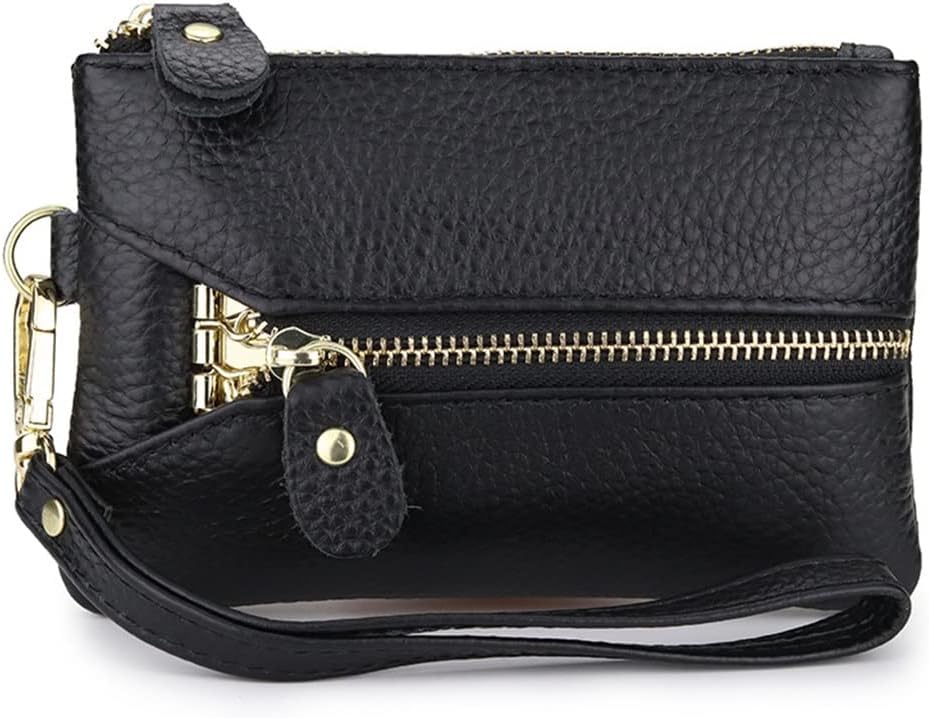 JSEIAJB Leather Men's And Women's Key Bag Hand-held Key Case Multi-function Coin Purse Bus Card All-in- Bag