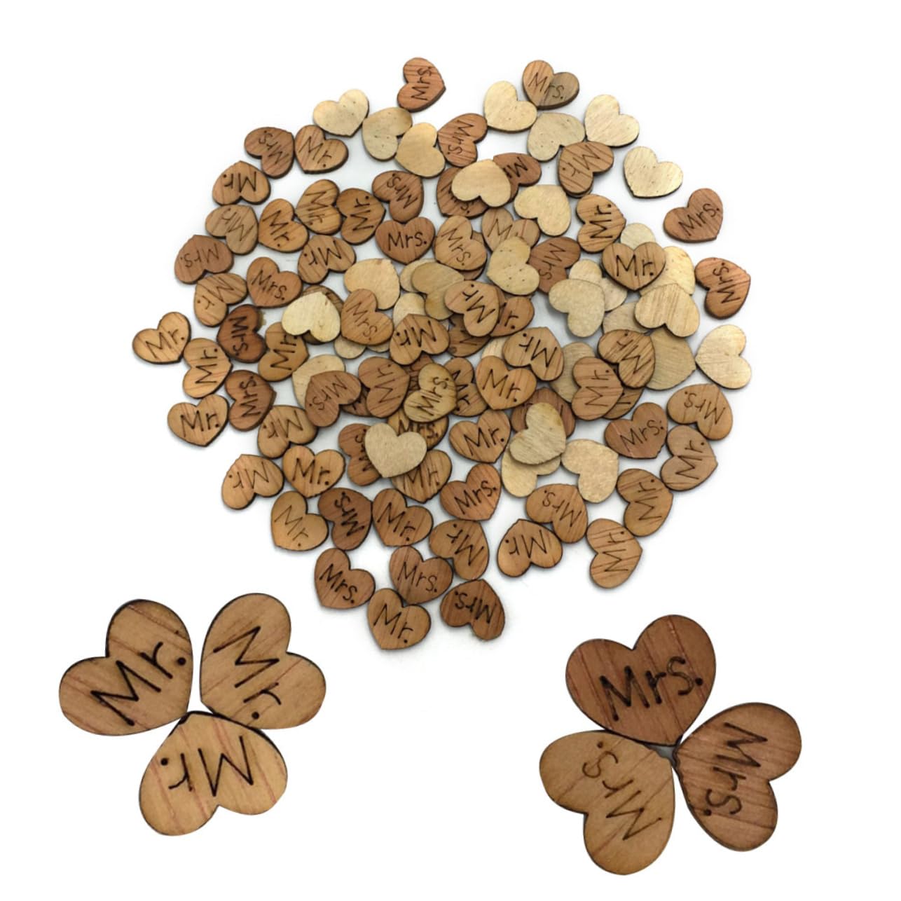 VILLCASE Wooden Buttons 100pcs Love Heart Buttons Heart Shape Buttons Mr Mrs Buttons Heart-shaped Wooden Me Wooden Snaps