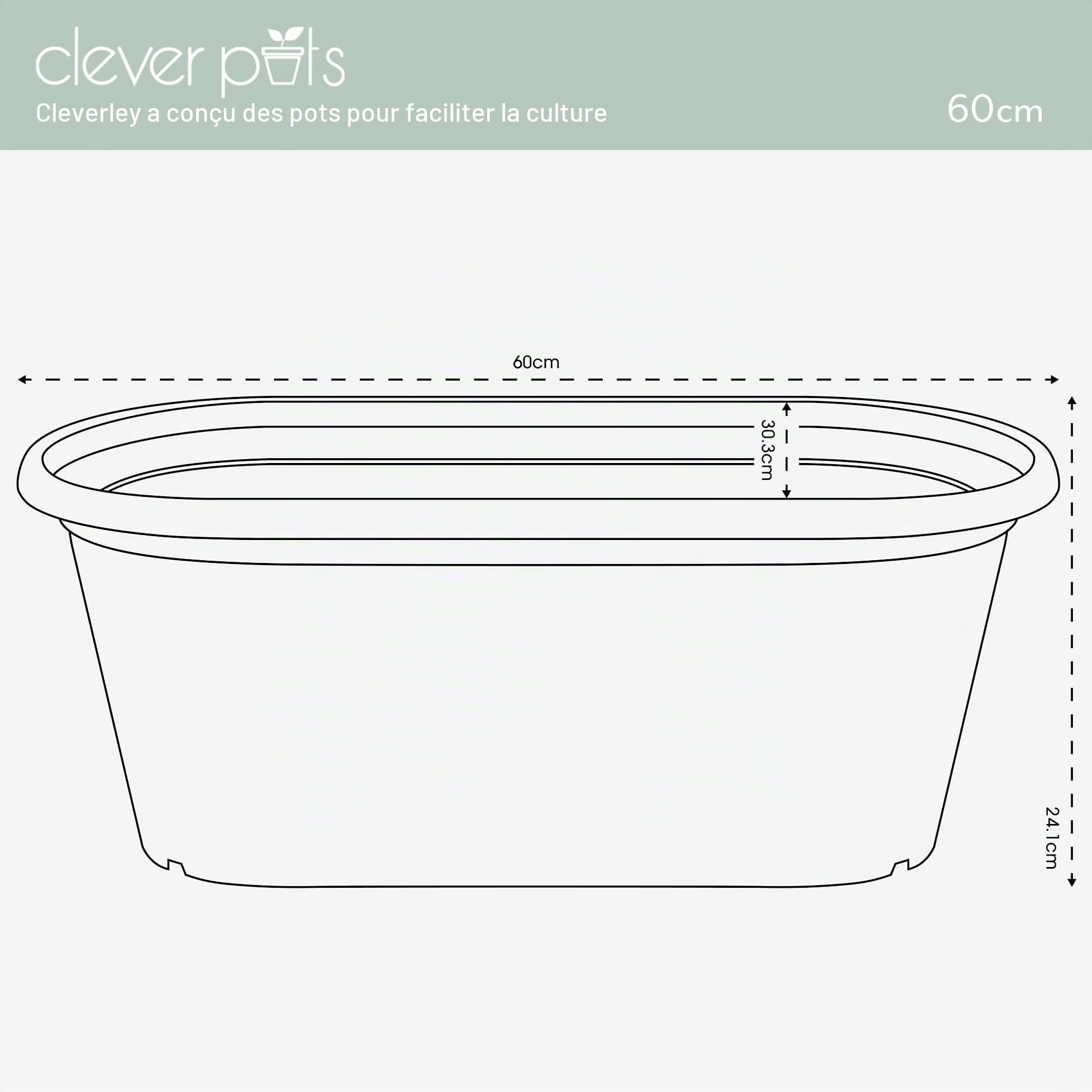 Clever Pots Jardiniere Plastique, Bac a Fleurs Rectangulaire 50cm, 6X Jardinières Extérieures et Interieures avec Drainage pour Fleurs et Plantes, Balcon, Serre, Jardin, Veranda, Patio - Terracotta