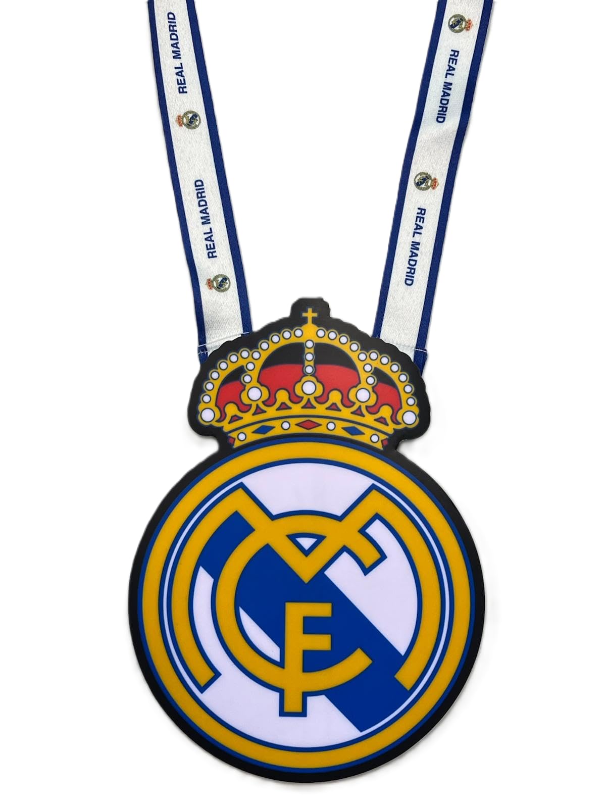 Escudo Luminoso Colgante con Lanyard, Producto Oficial, Real Madrid, Barça, Valencia F.C., Benfica, Batería Recargable, 3 Modos de Luz Electroluminiscente, para Hinchas del Fútbol