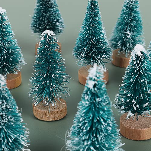 12 Stück Mini Weihnachtsbaum, Künstlicher Flaschenbürste Weihnachtsbaum für Weihnachten Dekorationen Tischdeko, Schaufenster, DIY Schneekugeln, Weihnachtskuchen und Geschenken, Miniatur-Weihnachtsbaum
