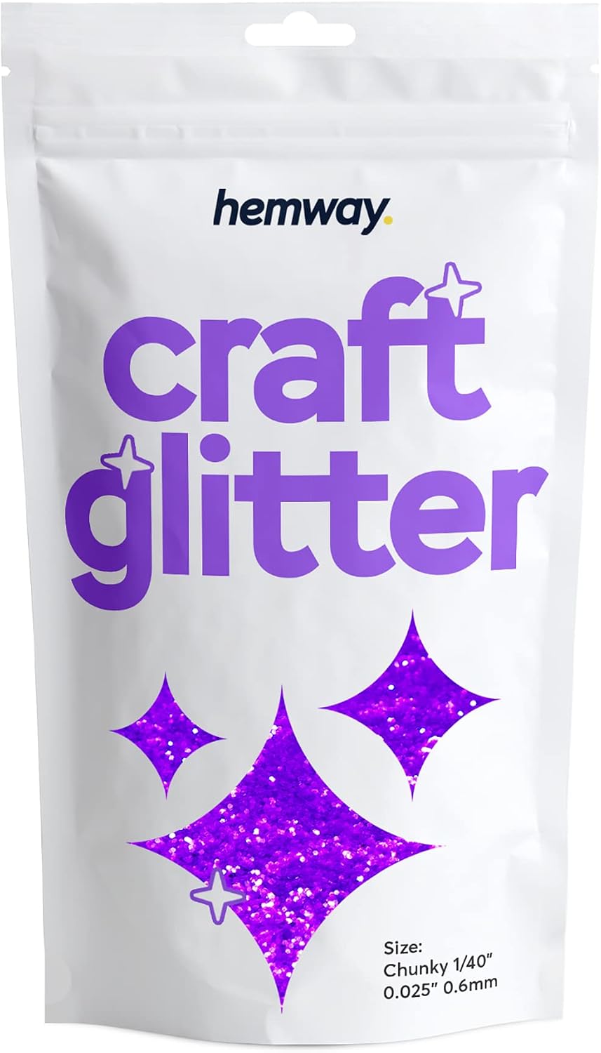 Hemway Craft Glitter Fluorescent UV Neon Purple 100g Chunky Glitter for Crafts Resin, Cosmetic, Nail, Face, Body, Festival