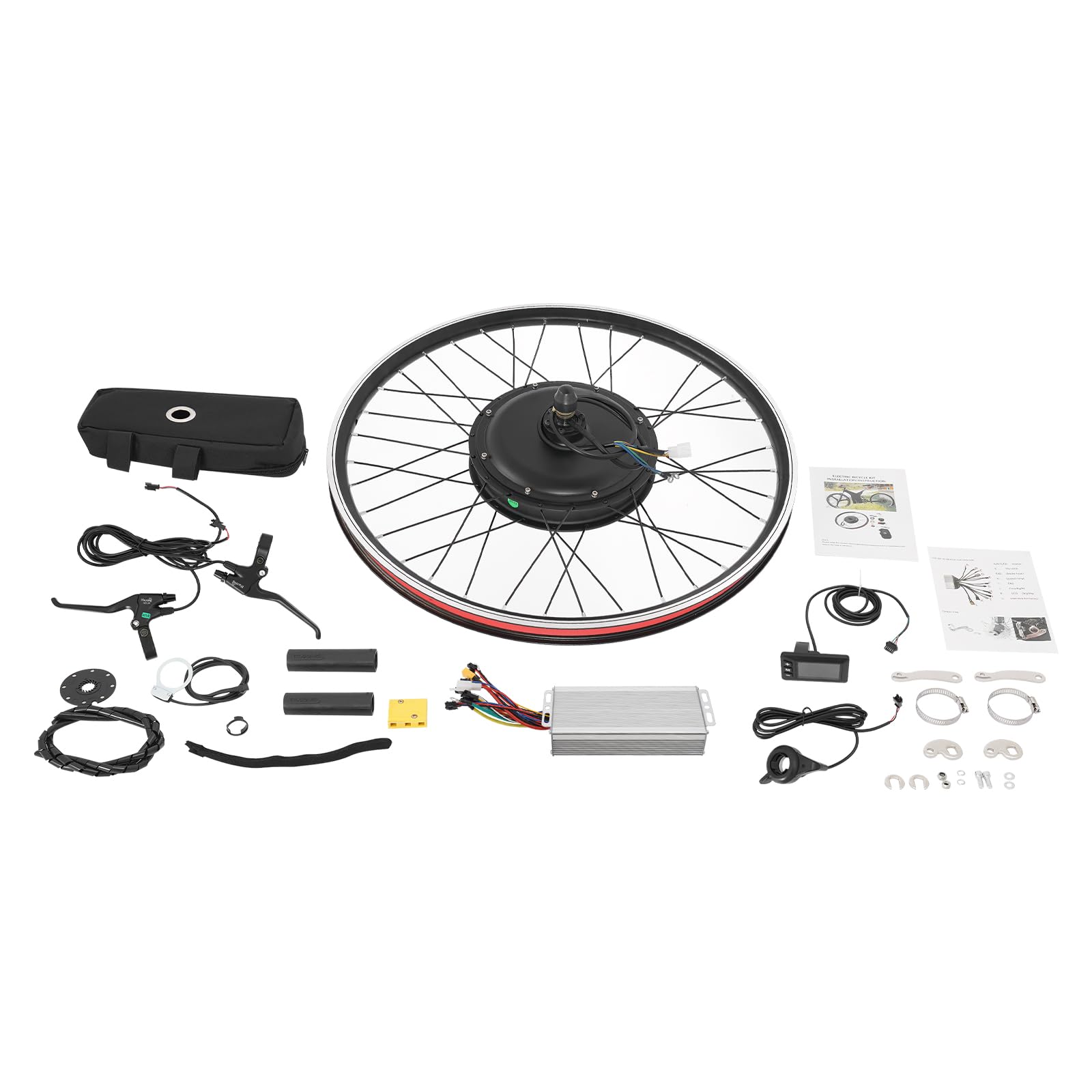 48V 2000W Ebike Electric Bicycle Conversion Kit, 27.5 Inch Rear Wheel Electric Bike Conversion Kit, Powerful Cycling Brushless Rear Hub Motor Kit with LCD Power Display, 5 Speed Gears