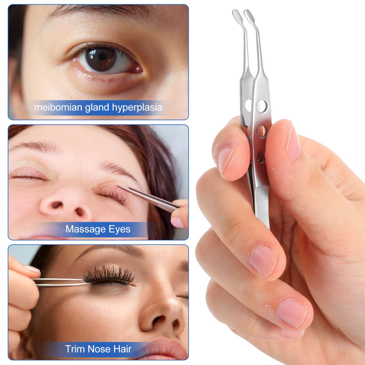 OSALADI Pinzas De Masaje De Párpado De Acero Inoxidable Profesional Herramientas Para Ojos Secos