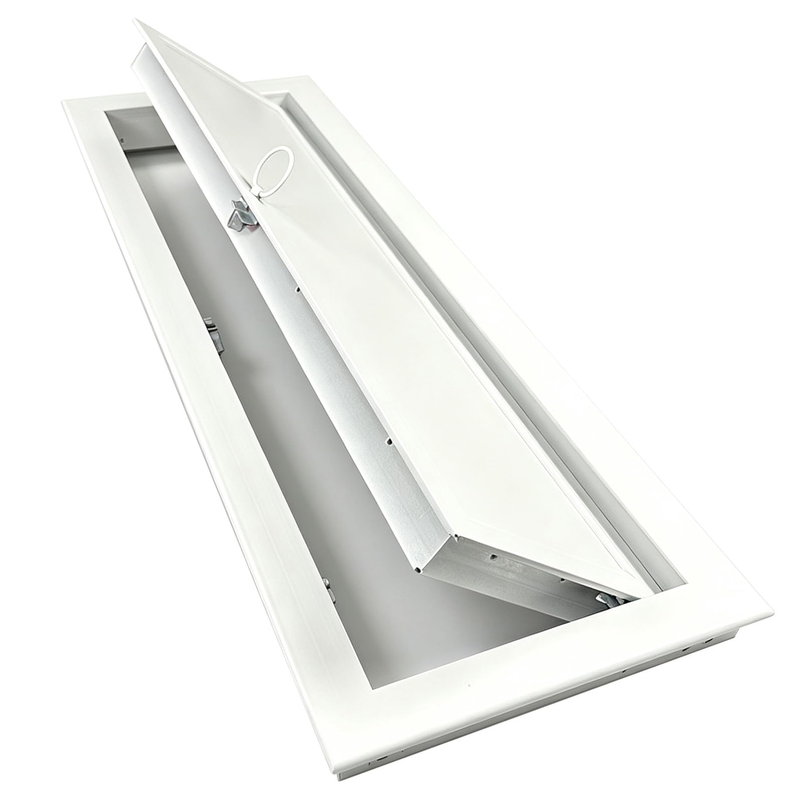 Klapa Rewizyjna Aluminium do Ściany z Pierścieniem | Stop Aluminium, Drzwiczki Techniczne Sufit Ściana, Łatwy Dostęp, Instalacje Rur, Białe Wykończenie(25x60cm/9.8x23.6in)