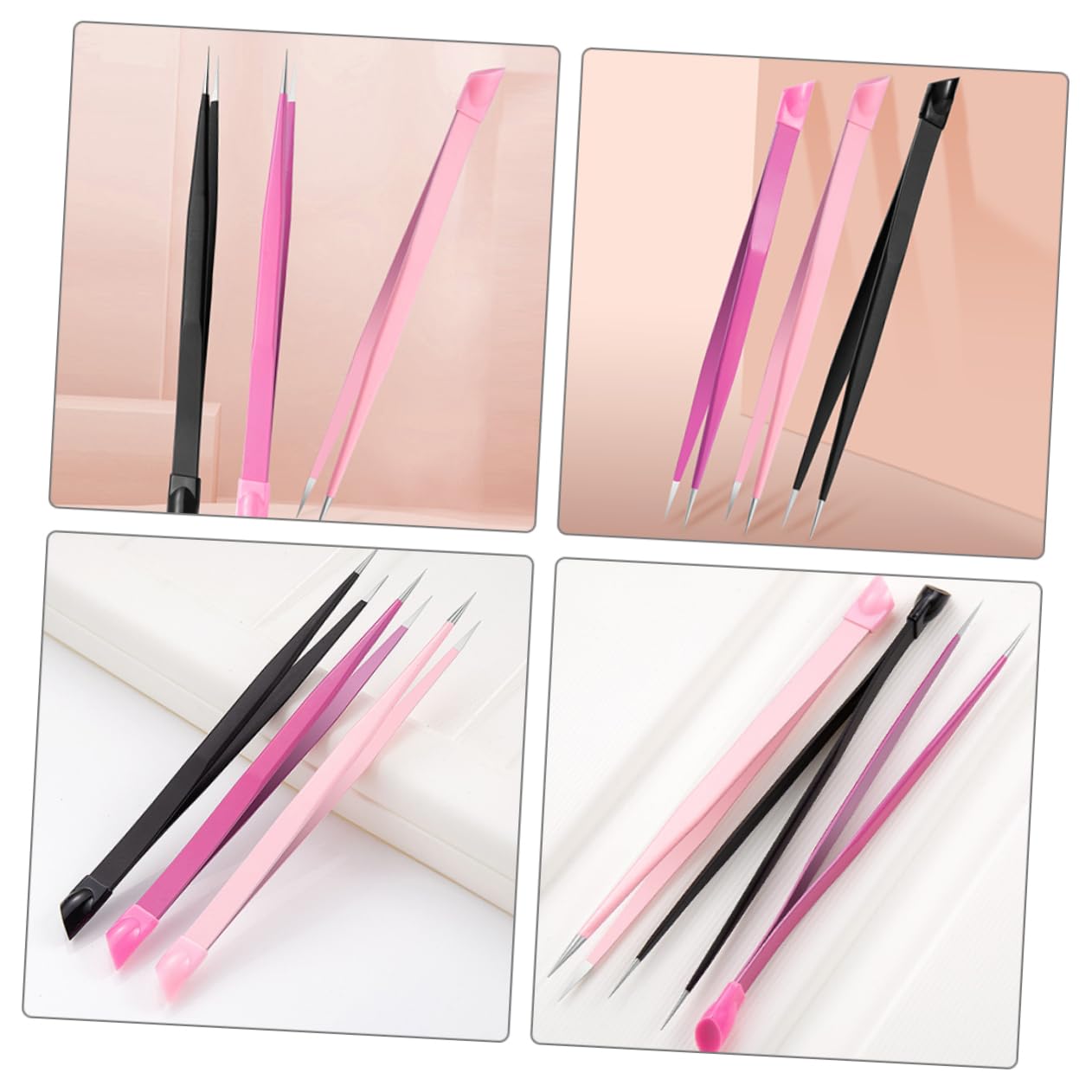 BESTYASH 4 set Pinze Multiuso Per Sopracciglia Ms Craft Donna Donne À Bellezza Unghie Pinzette Per Unghie Ciglia Pinzette Pinzette Professionali Pinzette A Punta Perline Pinzette 3 pezzi*4