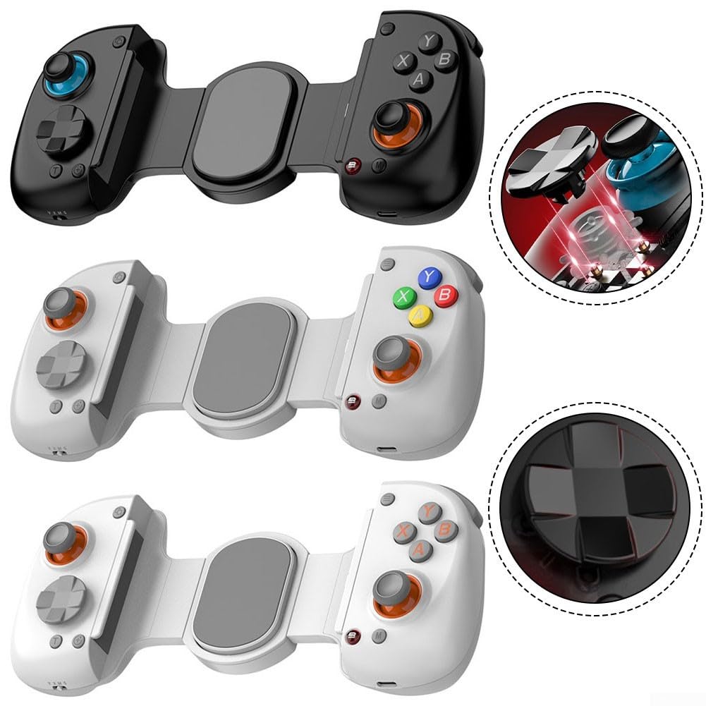Mobile Cloud Gaming Controller con sensore giroscopio a 6 assi e modalità Turbo, gamepad cablato/wireless per Android per iOS Switch PC, design ergonomico in ABS, nero (bianco)