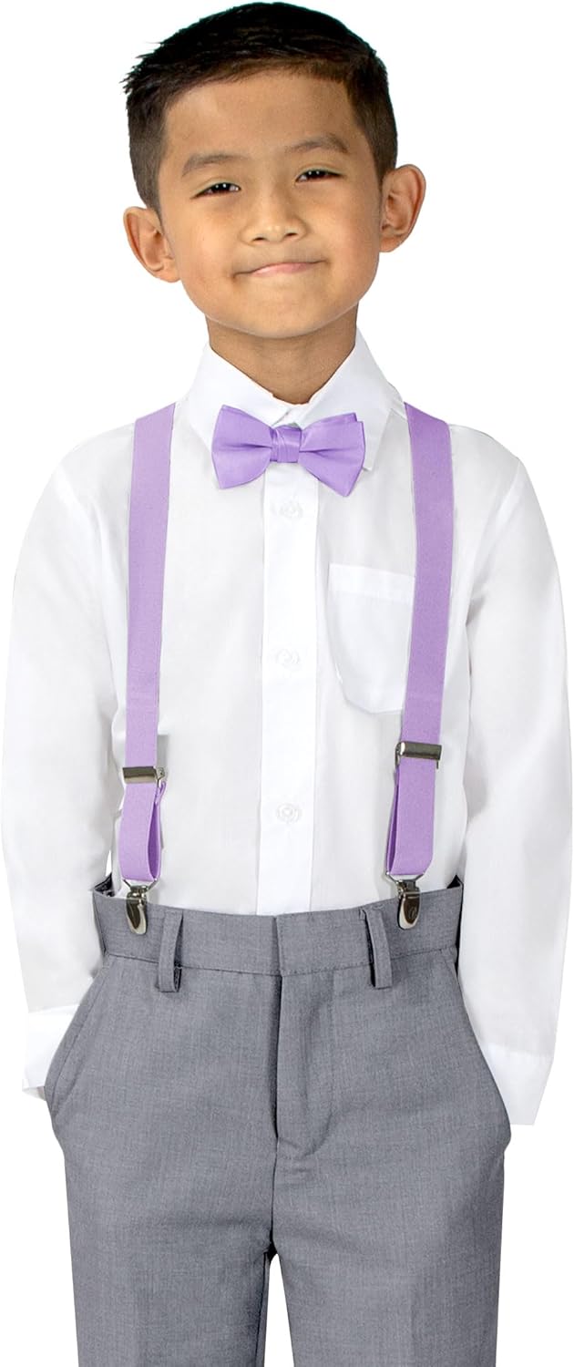 Spring Notion Boys' Suspenders and Solid Color Bowtie Set - Image 2