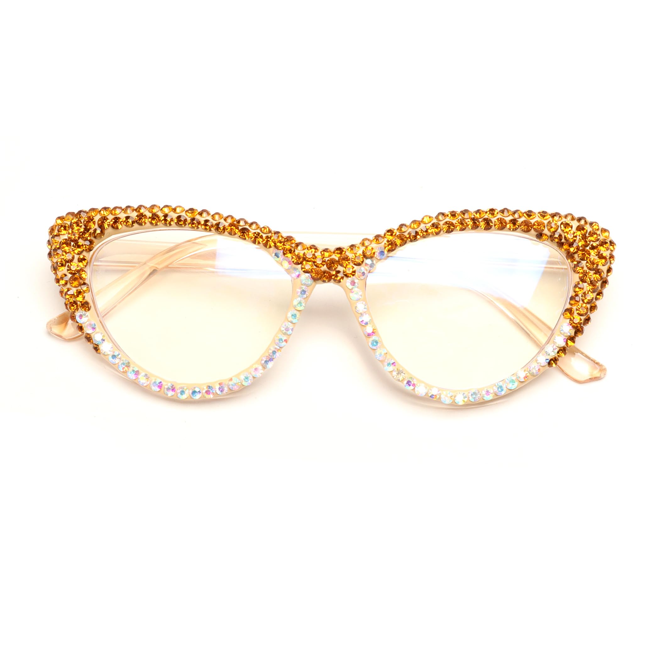 ICARA Oprah style Bling Rhinestone Cat Eye Reading Glasses for Women Shiny Diamond Blue Light Blocking Ladies Readers