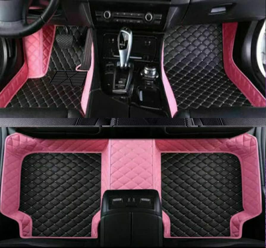 Custom Car Floor Mats Compatible with Mercedes-Benz A B C E G CL CLA CLK CLS ML EQA EQB EQC EQE EQS EQV GLA GLB GLC GLK GLS SLK SL SLC S R AMG GT Waterproof Car Mat (e-Black#Pink)