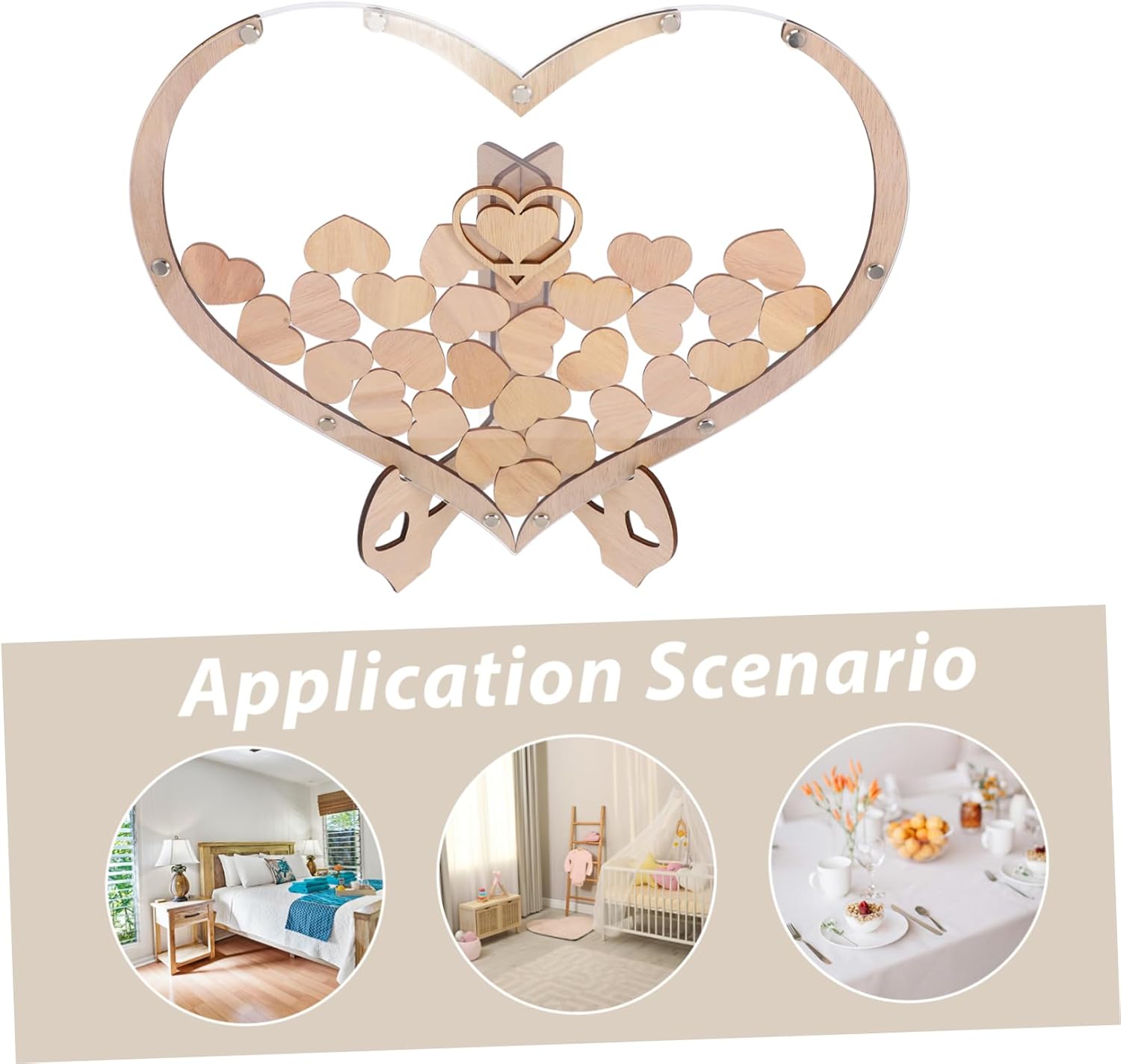 LIFKOME 1 Set Wooden Heart Guest Book Frame Unique Wedding Sign Book Table Decor Heart Shaped Design for Capturing Messages Meticulously Crafted for Celebrations and Home Decor