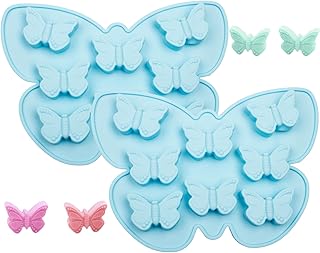 2PCS Butterfly Silicone Molds, 8 Cavity Butterfly Chocolate Molds for Candy, Ice Cube, Jello, Resin, Cupcake and Cake Decoration
