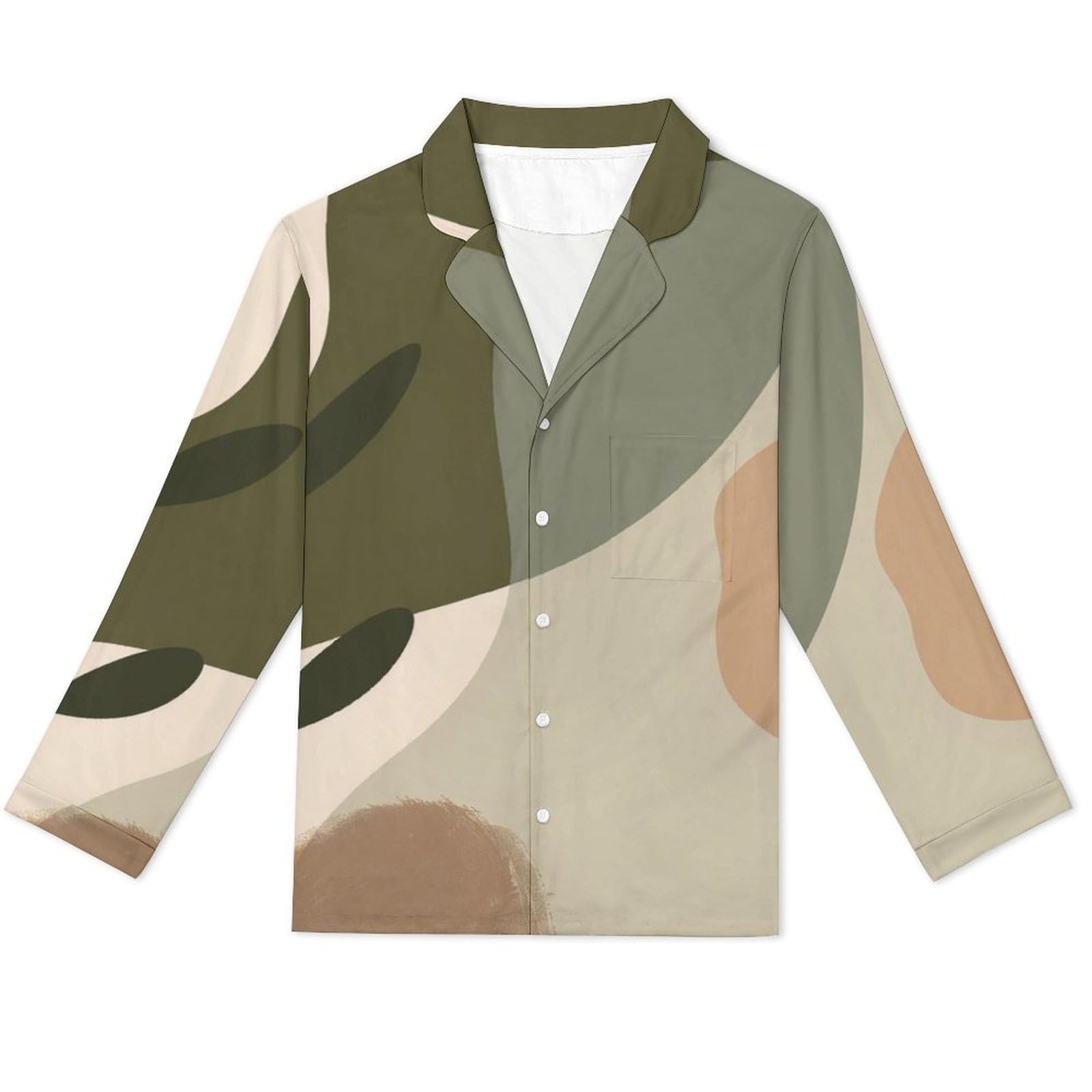 OLEETS Completo Pigiama da Uomo - Modelli Astratti Pigiama Invernale Pantaloni Top Caldo Autunnale Traspirante Morbido 2 Pezzi Casual Ampio