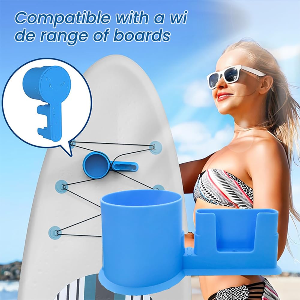 TOEECY Porta Sup per Bevande Kayak Portabicchieri Multifunzionale Anti Ribaltamento Portabevande Universale Accessori da Pesca All'Aperto (Blu)