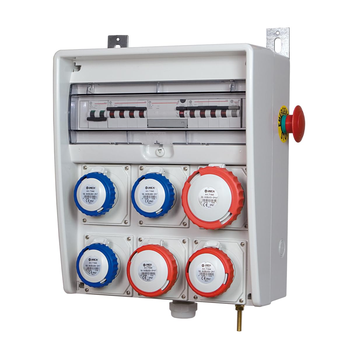 FANTON 74398 Quadro elettrico da cantiere ASC IP65 3 Prese 2P+T 16A + 1 Presa 3P+T 16A + 1 Presa 3P+N+T 16A + 1 Presa 3P+N+T+ 32A con morsettiera ULISSE Interruttore differenziale magnetotermico